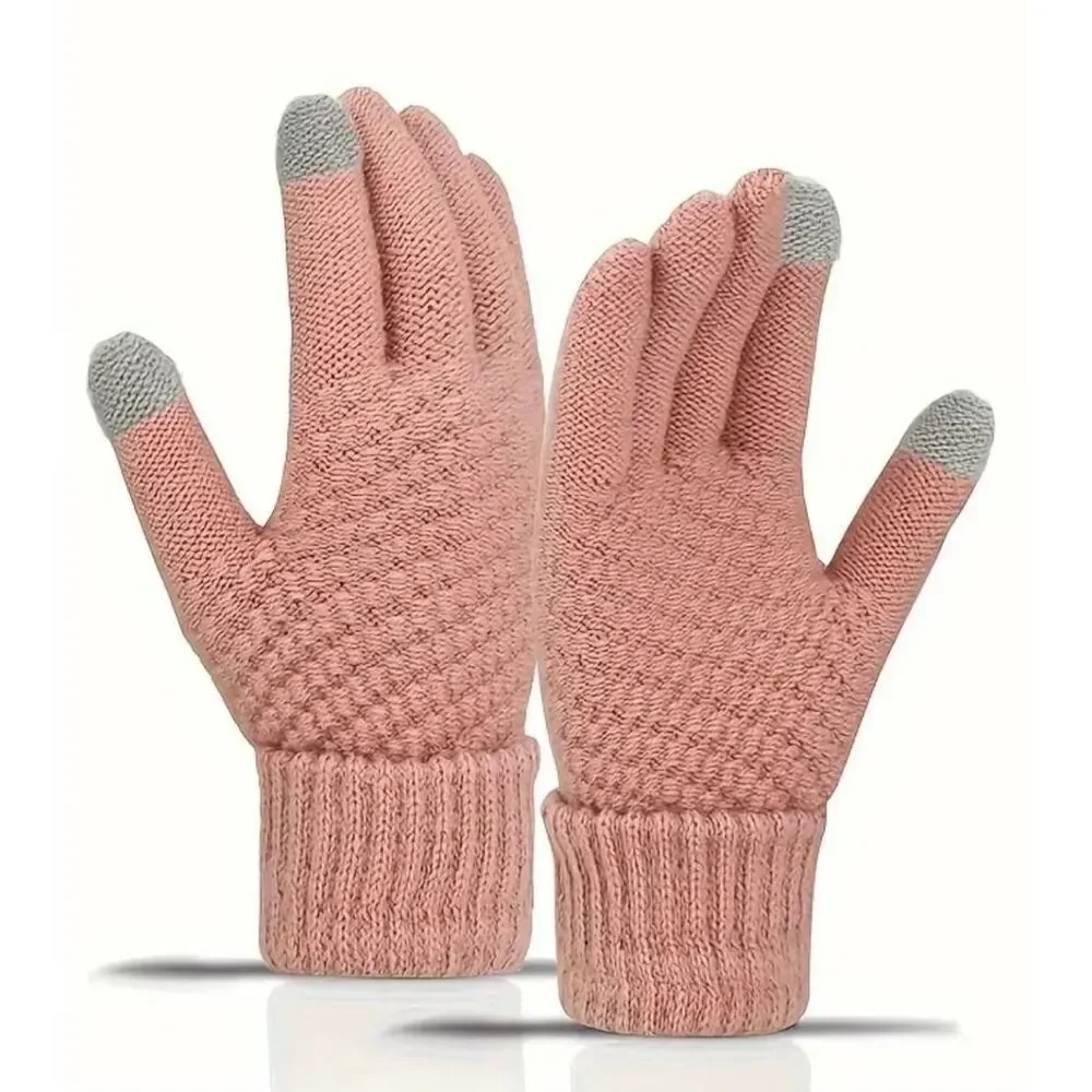 Ladies Fashionable Stylish Pink Knit Gloves
